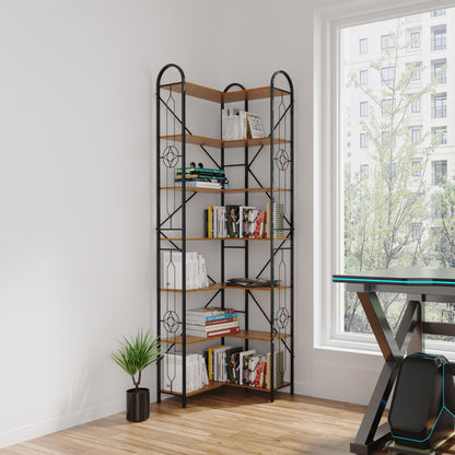 Industrial Style Corner Bookshelf With Thickened Iron Frame Home Essentials