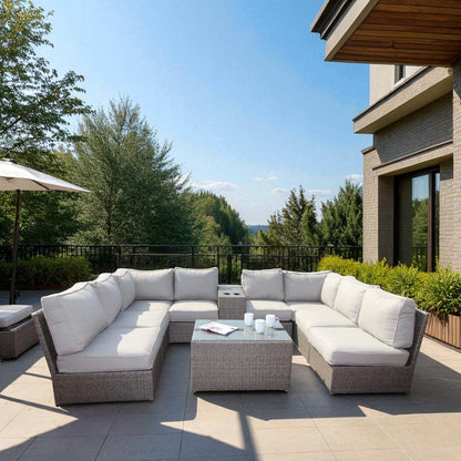 Comfortable Modern Patio Rattan Sectional Set With Cushions LSI Patio Furniture