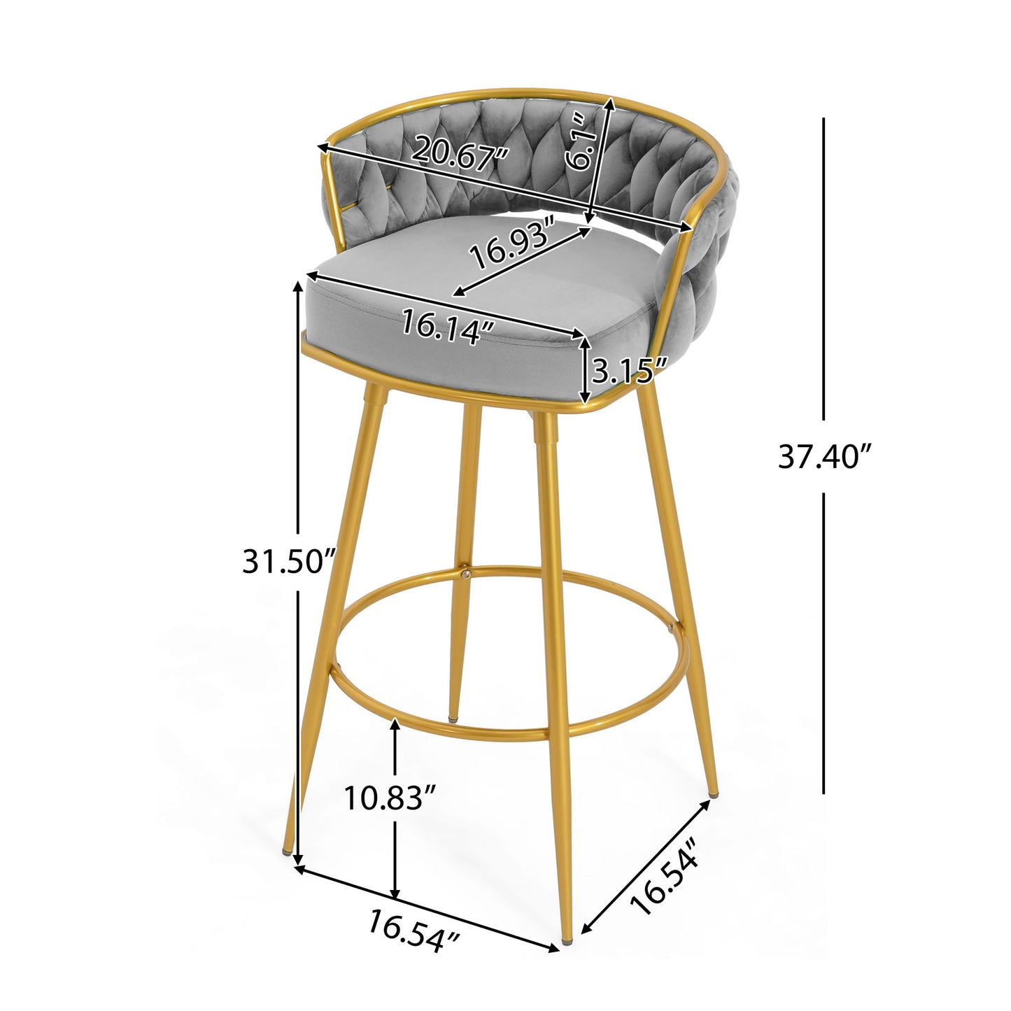 Modern Low Back Upholstered Counter Height Bar Stools (Set of 2) Noble House