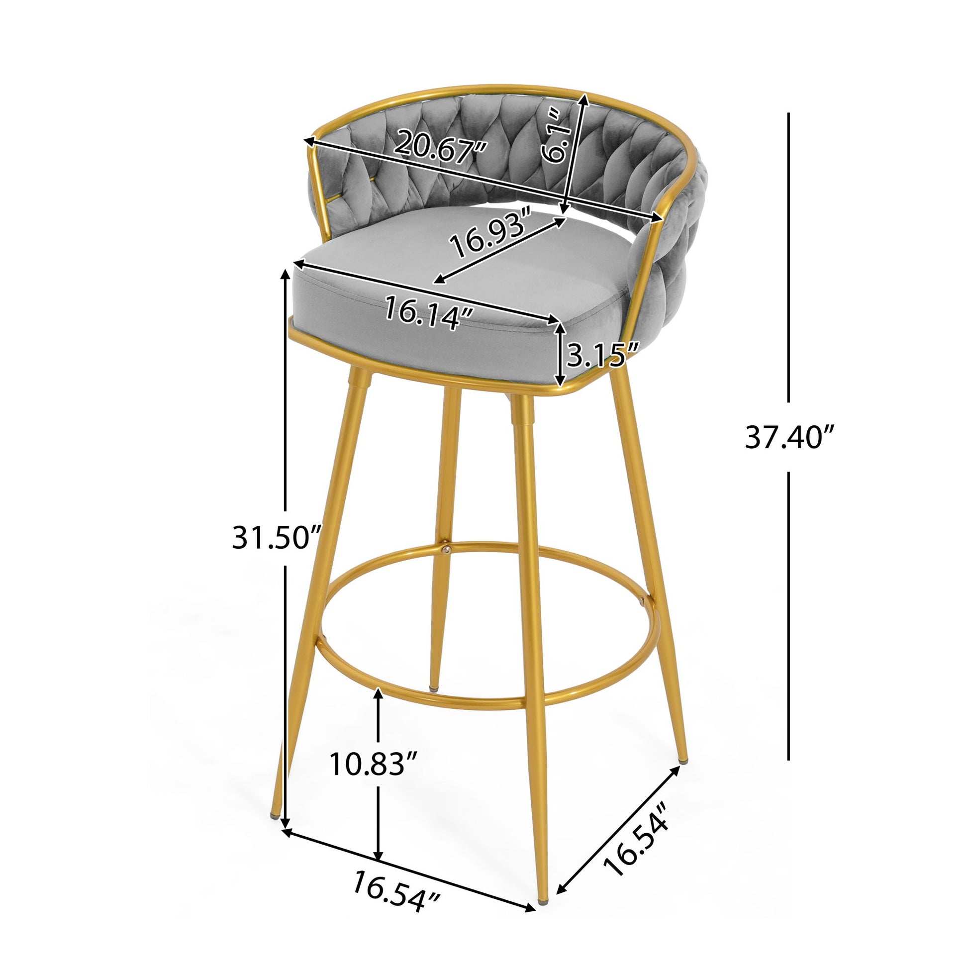 Modern Low Back Upholstered Counter Height Bar Stools (Set of 2) Noble House