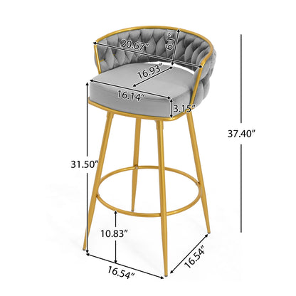 Modern Low Back Upholstered Counter Height Bar Stools (Set of 2) Noble House