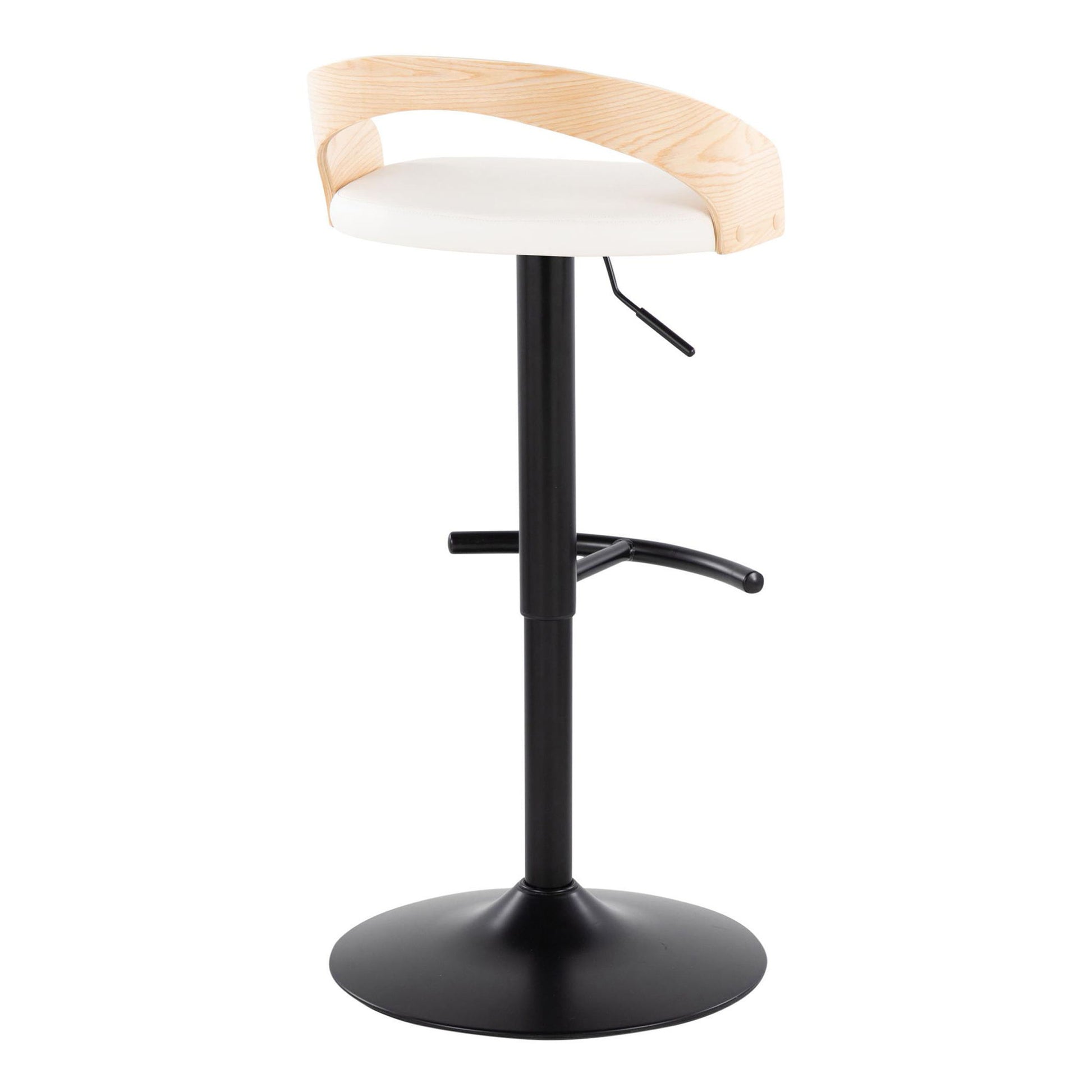 Grotto - Contemporary Adjustable Barstool With Swivel & Rounded T Footrest (Set of 2) Lumi Source