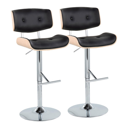 Lombardi - Contemporary Adjustable Barstool With Swivel With Straight T Footrest (Set of 2) Lumi Source
