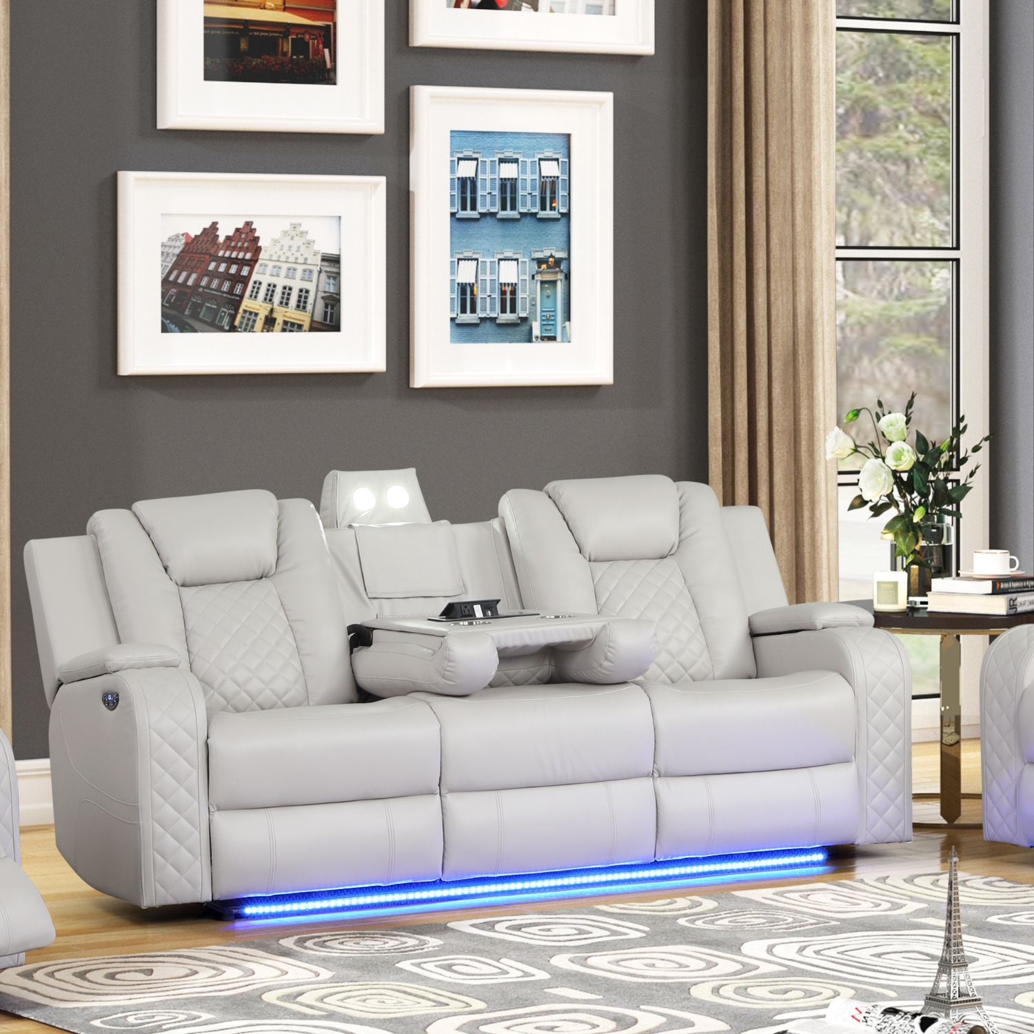 Benz - Power Reclining Sofa With LED Lighting Matrix Furniture Group