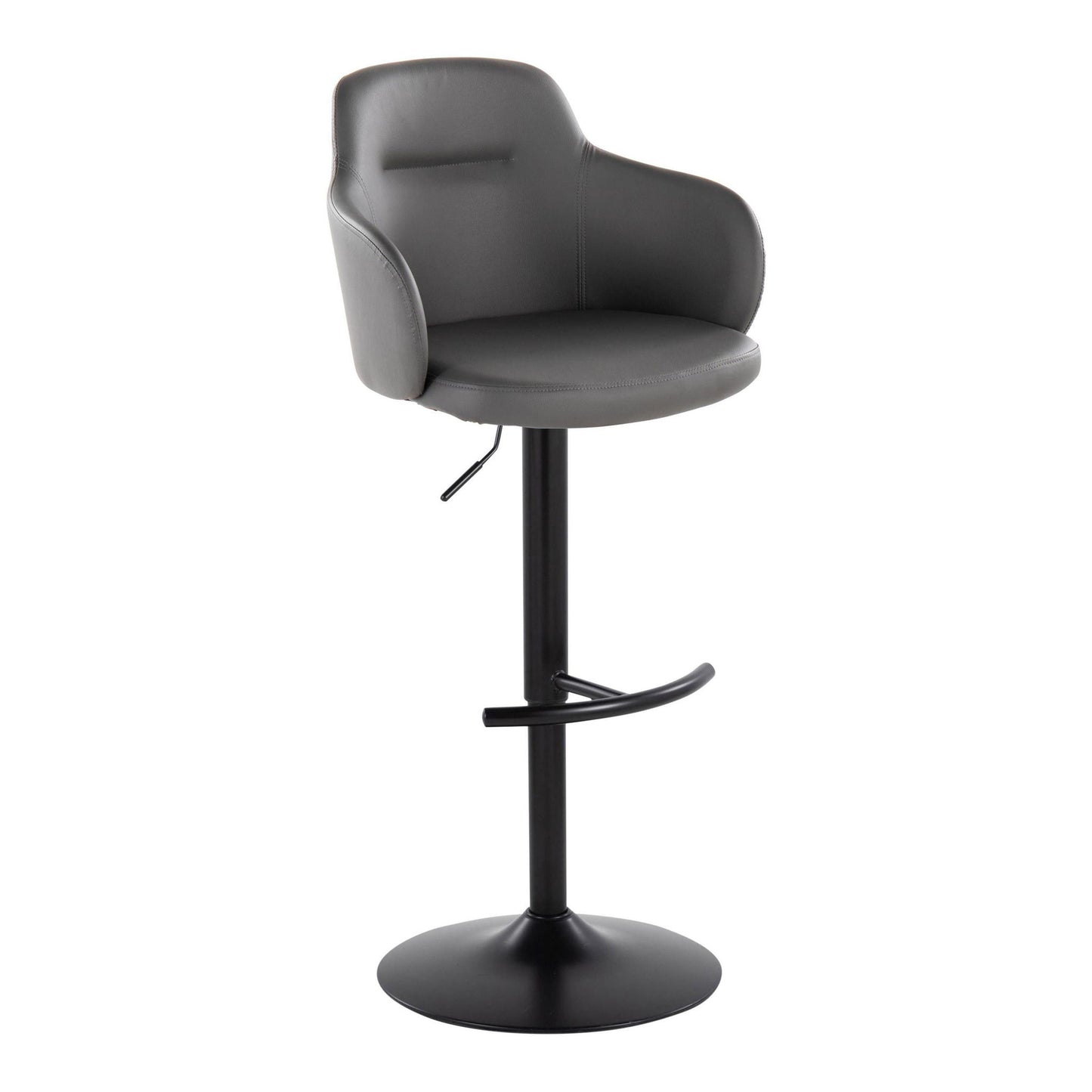 Boyne - Contemporary Adjustable Barstool With Swivel With Rounded T Footrest (Set of 2) Lumi Source