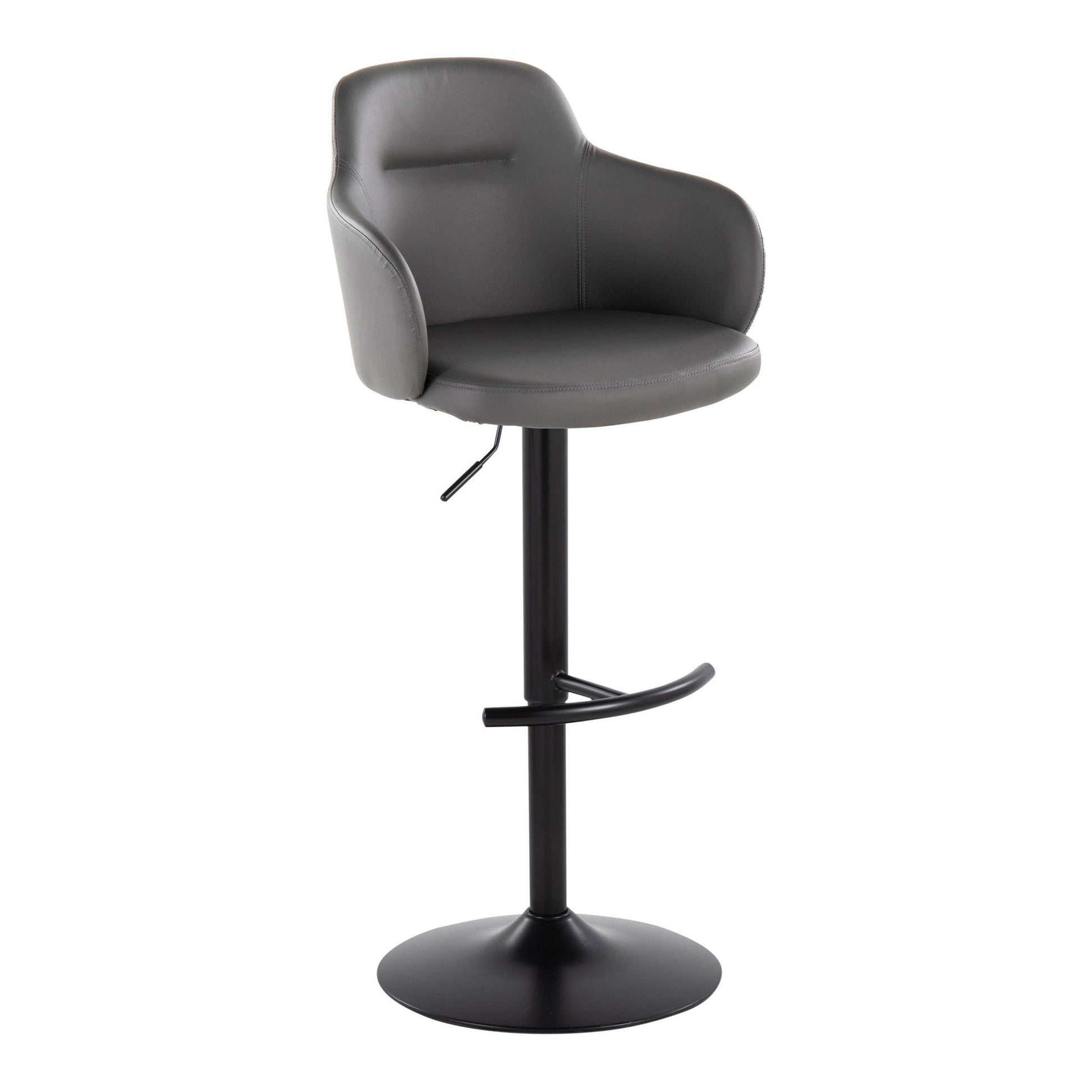 Boyne - Contemporary Adjustable Barstool With Swivel With Rounded T Footrest (Set of 2) Lumi Source