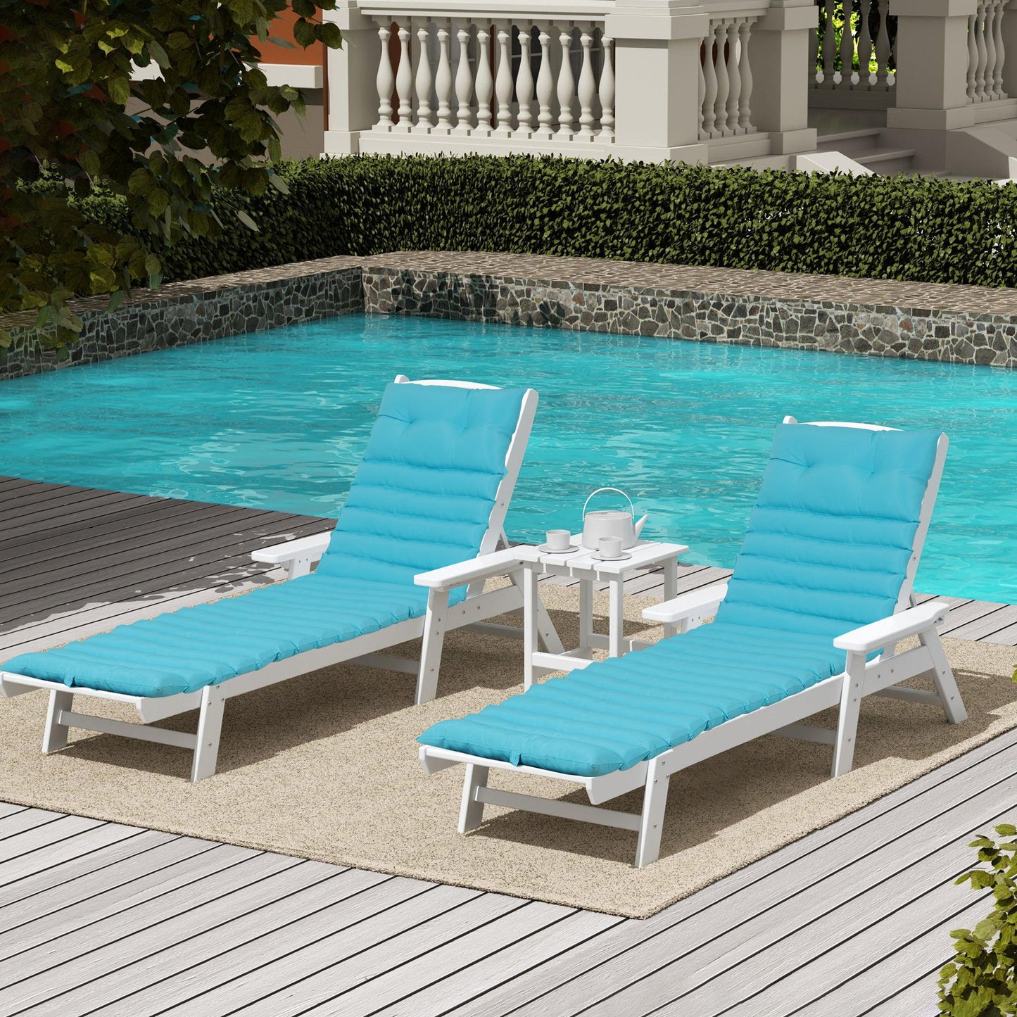 2 Piece Outdoor Chaise Lounge Chair Cushion Set Home Essentials