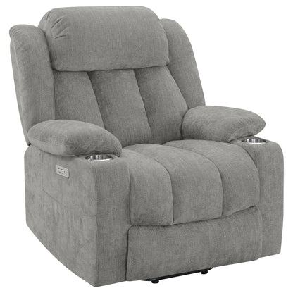 Beca - Upholstered Power Lift Recliner With Cupholders And USB Charging Furniture Max