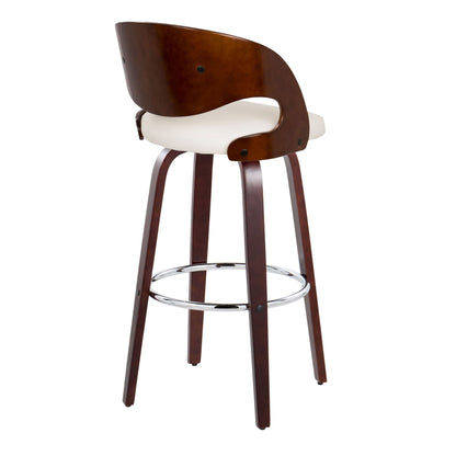 Pino - Mid Century Modern Fixed Height Barstool With Swivel & Round Footrest (Set of 2) Lumi Source