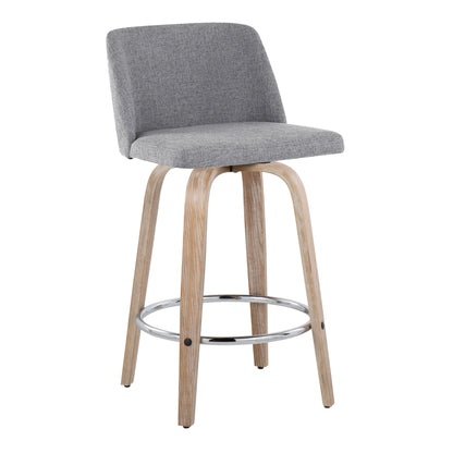 Toriano - Modern Design Fixed Height Counter Stool With Swivel With Round Footrest (Set of 2) Lumi Source