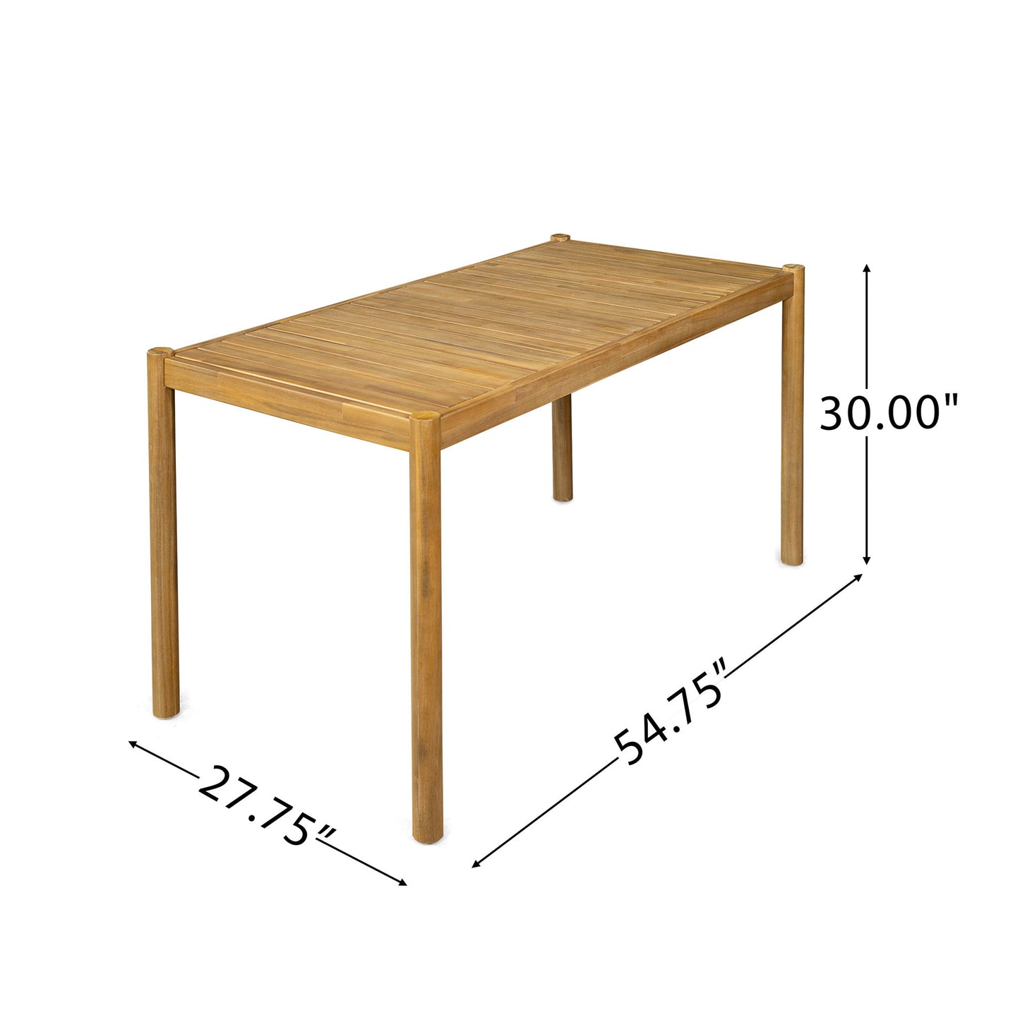 Classic Patio Dining Table, Acacia Wood - Light Teak Noble House