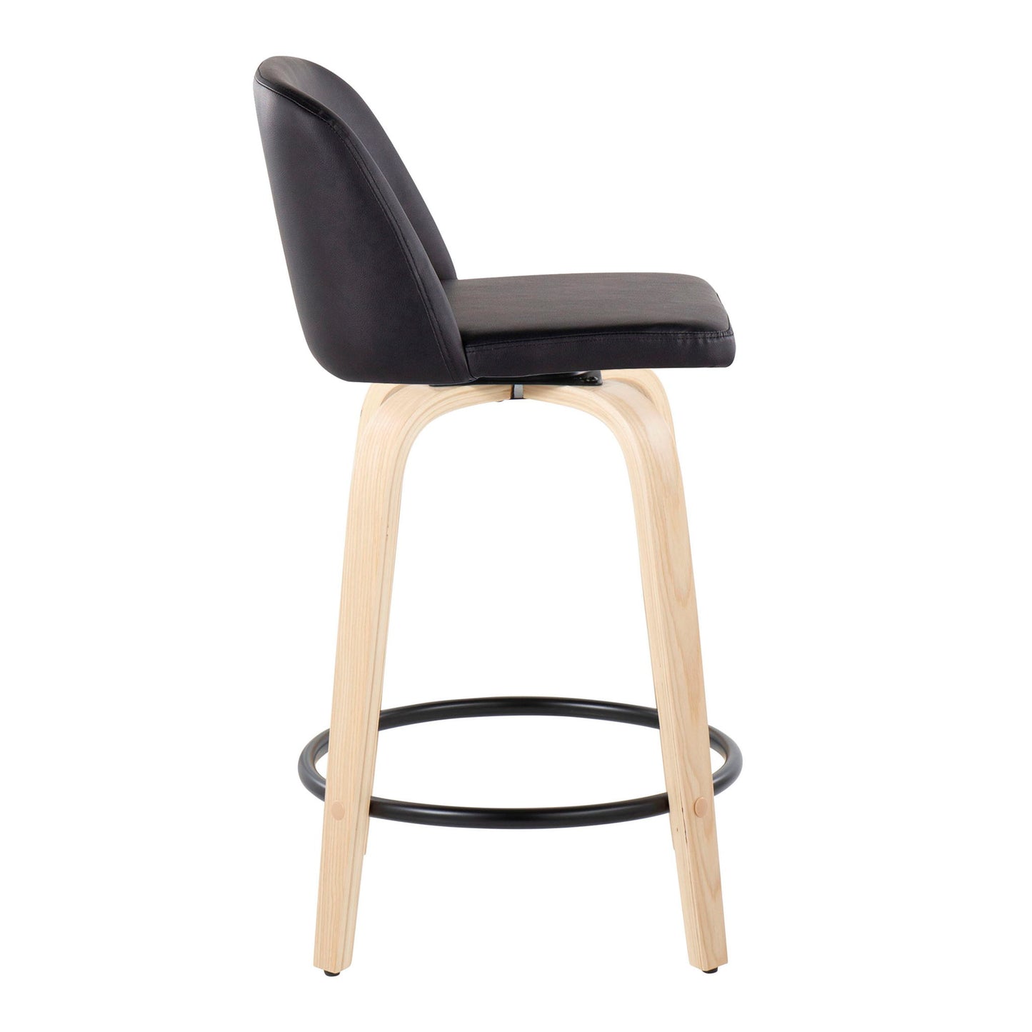 Toriano - Contemporary, Fixed Height Counter Stool With Swivel And Round Footrest (Set of 2) Lumi Source