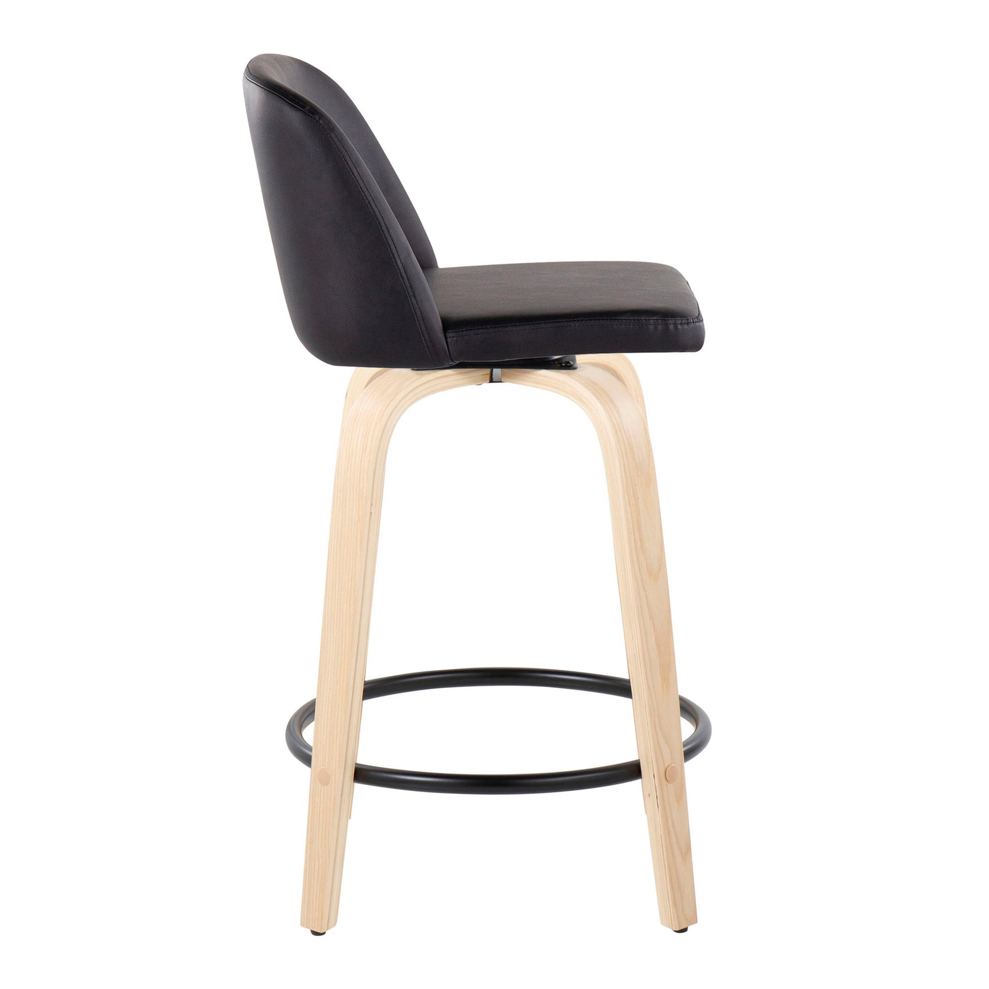 Toriano - Contemporary, Fixed Height Counter Stool With Swivel And Round Footrest (Set of 2) Lumi Source