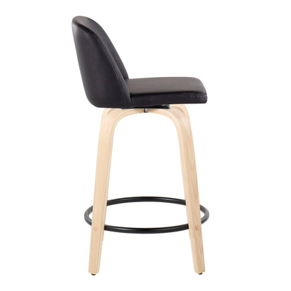 Toriano - Contemporary, Fixed Height Counter Stool With Swivel And Round Footrest (Set of 2) Lumi Source