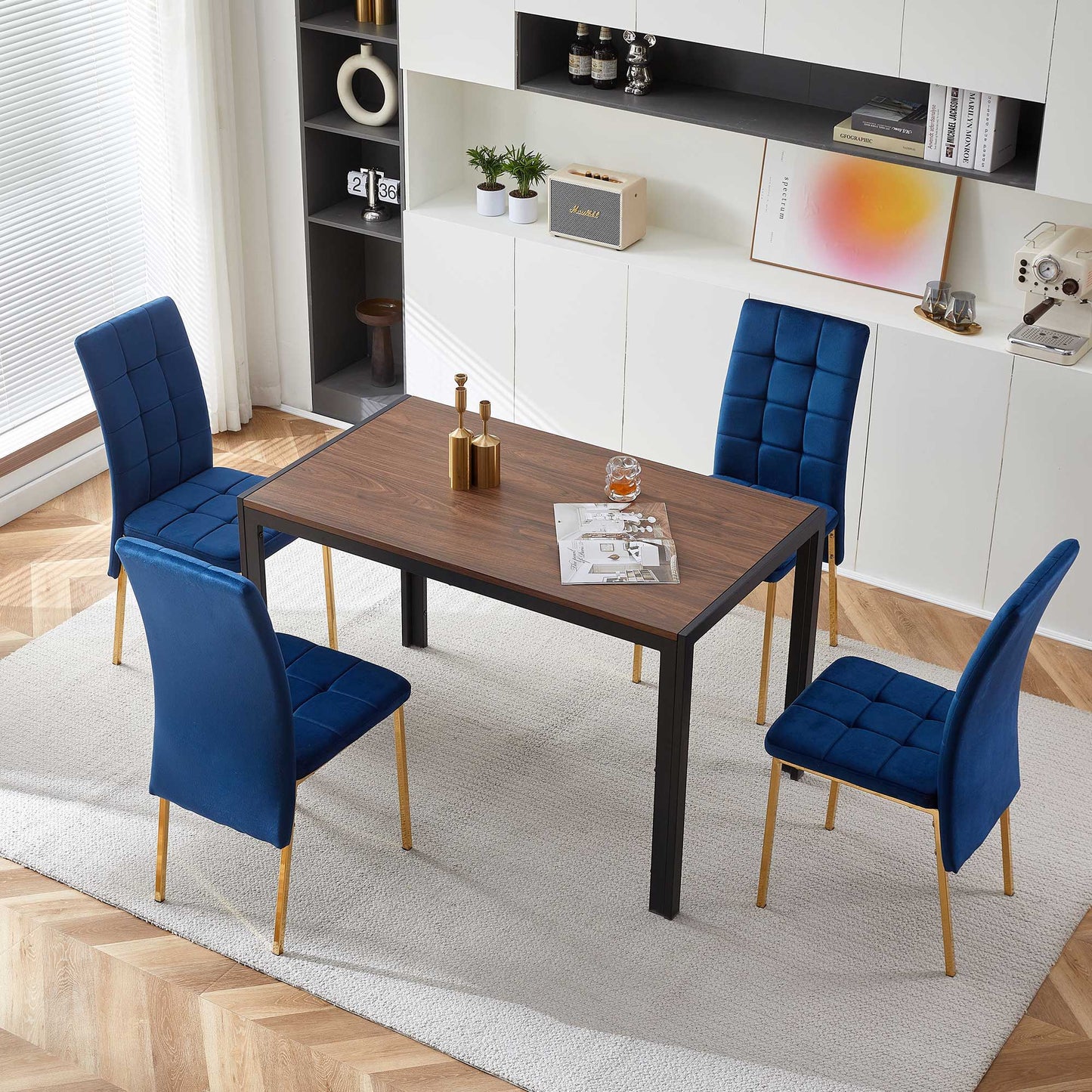 Velvet High Back Nordic Dining Chair Modern Chair With Golden Color Legs Home Essentials