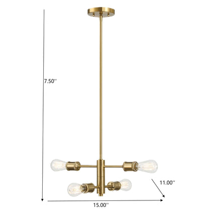 Trellis - 4 Lights Modern Gold Chandelier Vintage Pendant Fixture For Living Room - Clear / Gold Ashcroft Furniture