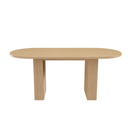 Oval Dining Table For 6 People With Wood Strip Base - Burly Wood Home Essentials