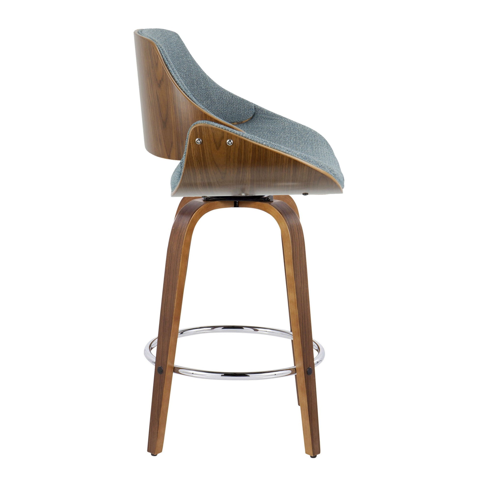 Fabrizzi - Mid Century Modern Fixed Height Counter Stool With Swivel With Round Footrest (Set of 2) Lumi Source