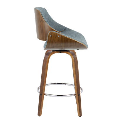 Fabrizzi - Mid Century Modern Fixed Height Counter Stool With Swivel With Round Footrest (Set of 2) Lumi Source