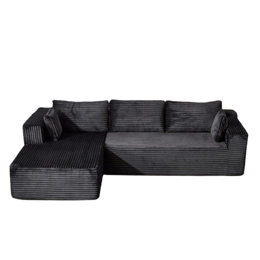 Compression Sectional Couch With Comfy Chaise, Boneless L Shape Sofa With Deep Seat Home Essentials