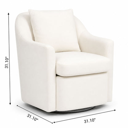 Upholstered Barrel Lounge Chair With Soft Cushioned Seat And Frame - White Home Essentials