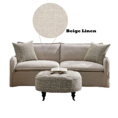 Upendo - Pattern Linen Sofa With 2 Toss Pillows - Beige Acme