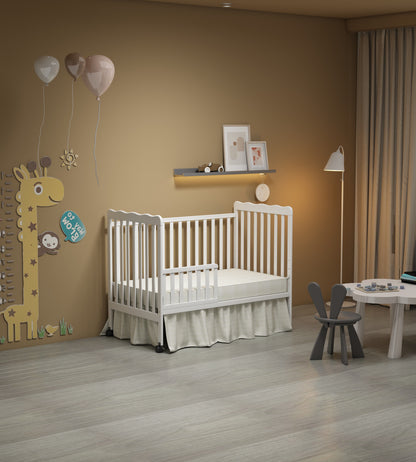 Crib 3 In 1 Convertible, Made Of Sustainable Pinewood, Non Toxic Finish, Comes With Locking Wheels, Wooden Nursery Furniture