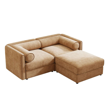 Contemporary Elegant White Chenille Sofa With Storage And Ottoman Home Essentials