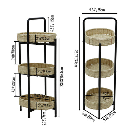 Modern 3 Tier Handwoven Side Table With Oval Organizer Daily Nest