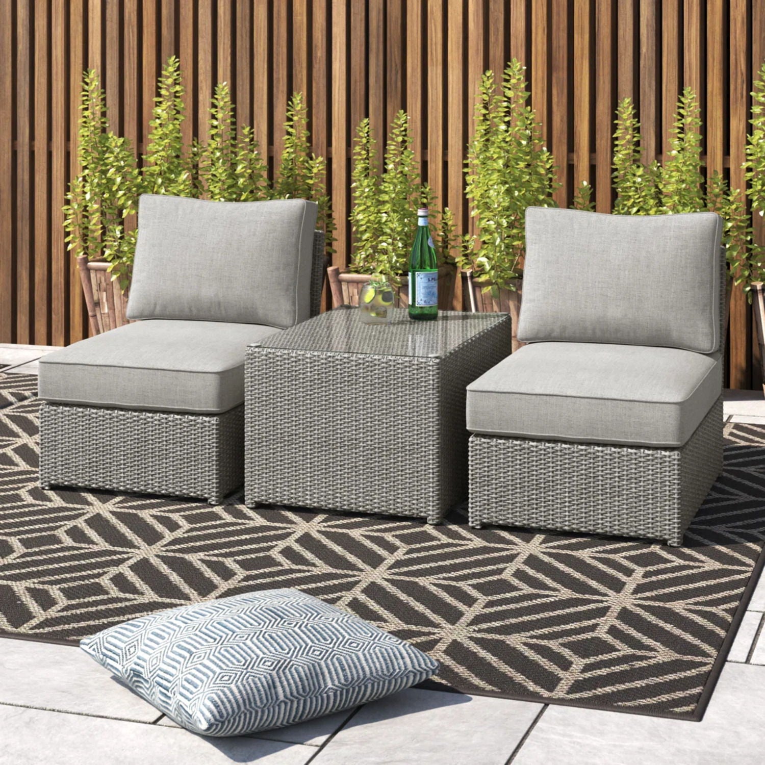 Modern Wicker Outdoor Seating Set With Cushions LSI Patio Furniture