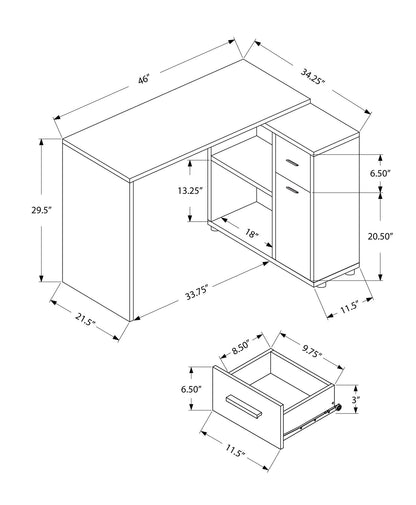 Computer Desk, Home Office, Corner, Storage Drawers, L Shape, Contemporary & Modern 8th Street