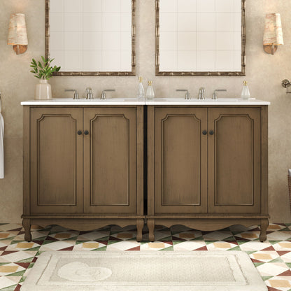Vintage Double Sink Bathroom Vanity Set With Ceramic Sinks Noble House