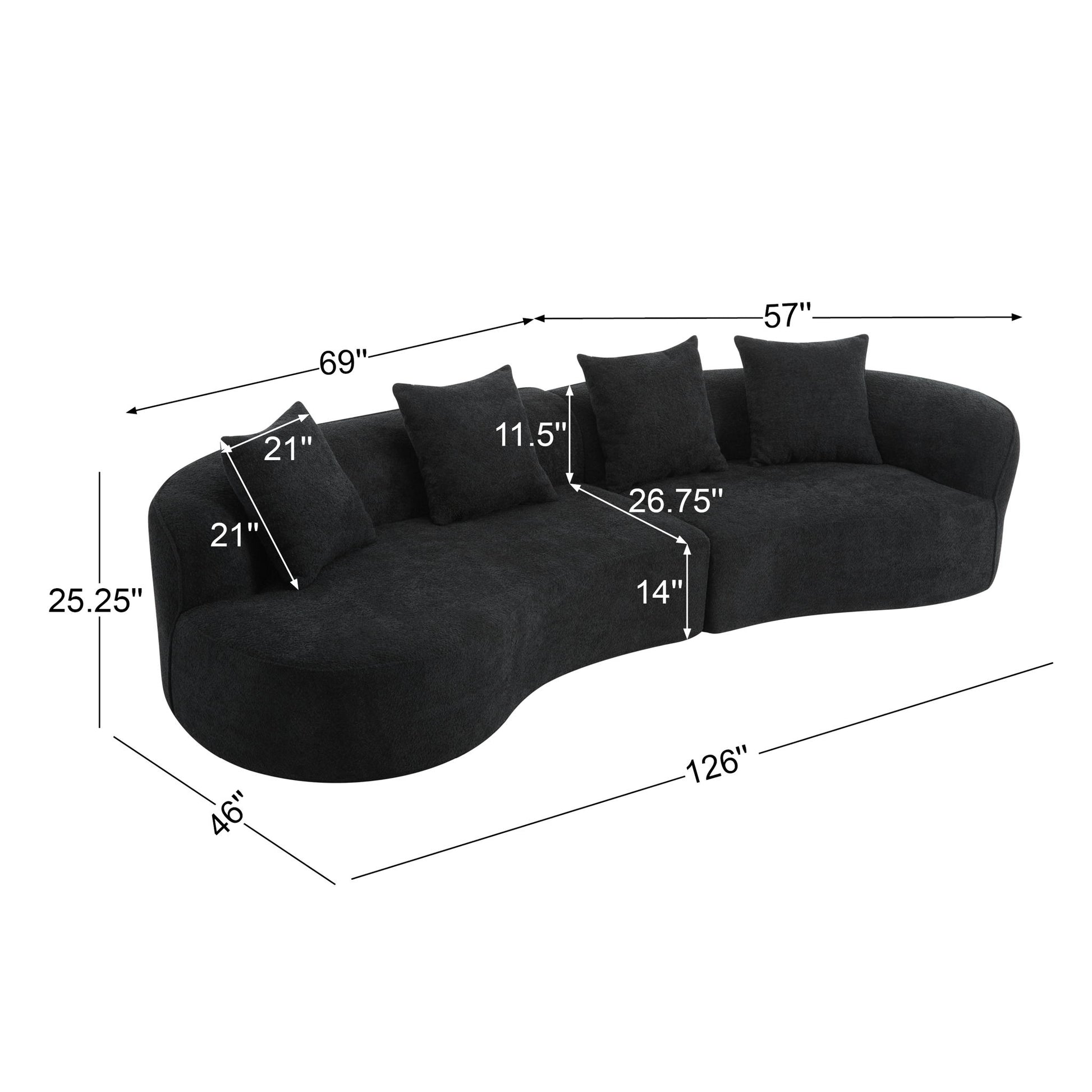 Elegant Curved Sectional Sofa With Full Foam Comfort Noble House