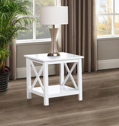 Skyview - Square Pine Wood Side End Table With Shelf - White Coaster Fine Furniture