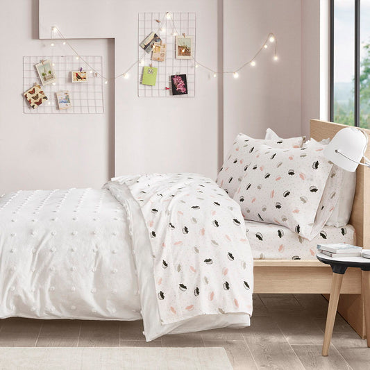 Cozy Soft Novelty Print Sheet Set - Pink / Gray Hedgehogs- Queen Intelligent Design