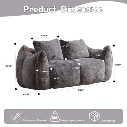 Giant Bean Bag Couch, Ultra Soft Fluffy Loveseat For Living Room Home Essentials