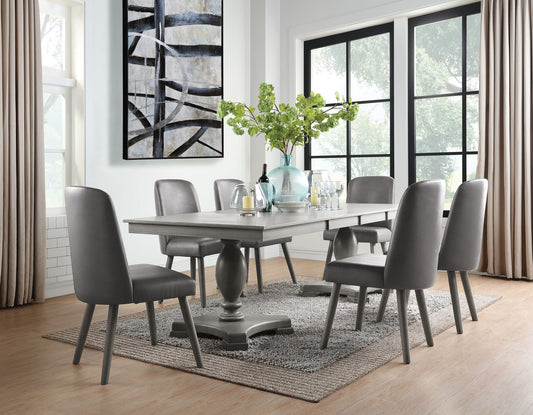 Waylon - 7 Pieces Dining Room Set - Gray / Oak Acme