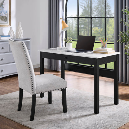 Rylee - Faux Marble Desk - Black / White Crown Mark