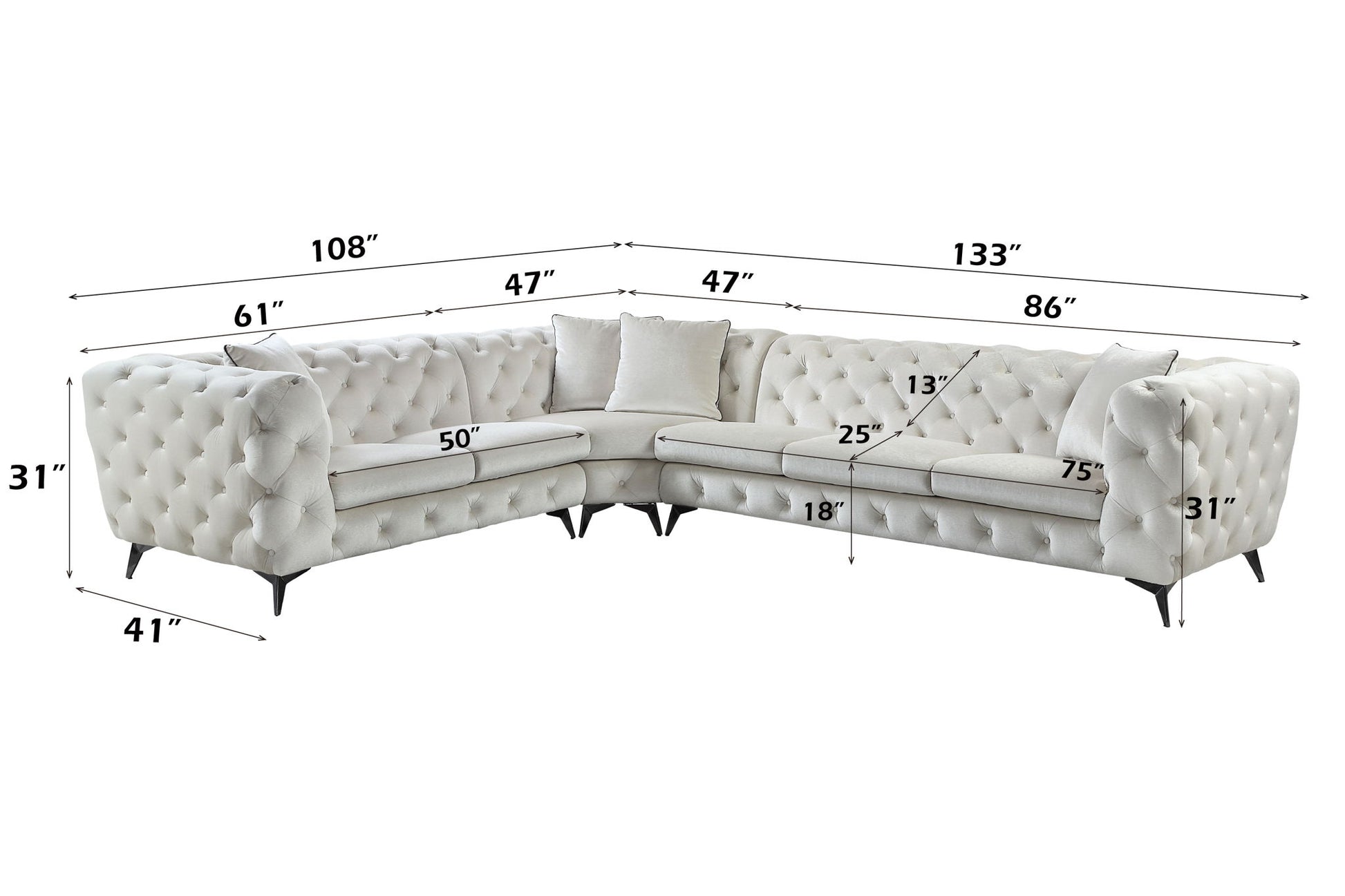 Atronia - Sectional Sofa With 4 Pillows - Beige Acme