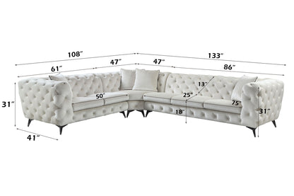 Atronia - Sectional Sofa With 4 Pillows - Beige Acme