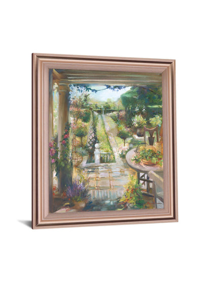 Sunlit Garden Retreat - 34" x 28" Framed Wall Art Classy Art