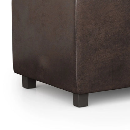Avalon - Storage Ottoman - Distressed Brown Simpli-Home