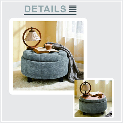 Storage Round Footstool Table Ottoman Home Essentials