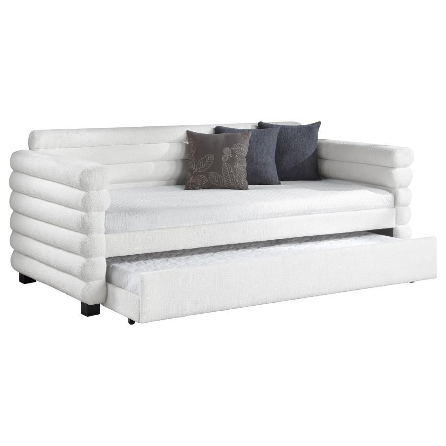 Patricia - Boucle Upholstered Day Bed With Trundle CoasterEveryday
