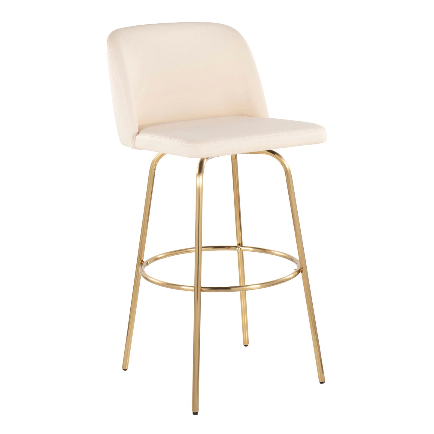 Toriano - Contemporary Fixed Height Barstool With Swivel And Round Footrest (Set of 2) Lumi Source