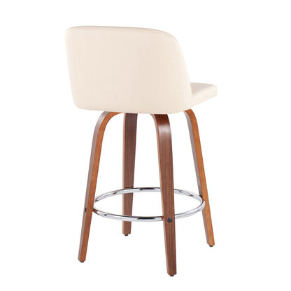 Toriano - Mid-Century Modern Fixed Height Counter Stool With Round Footrest (Set of 2) Lumi Source