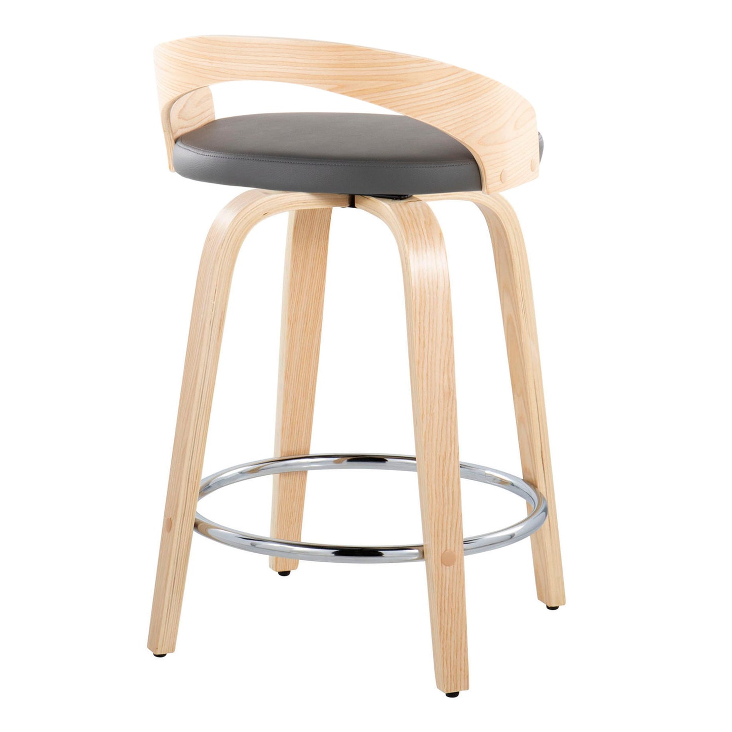 Grotto - Contemporary Fixed Height Counter Stool & Swivel, Round Footrest (Set of 2) Lumi Source
