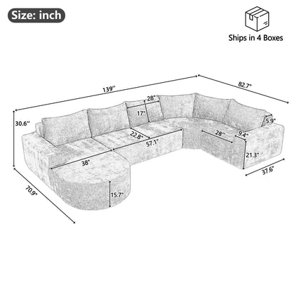 U-Shaped Oversized Modular Cloud Sectional Sofa With Deep Seat For Living Room Hearth and Haven