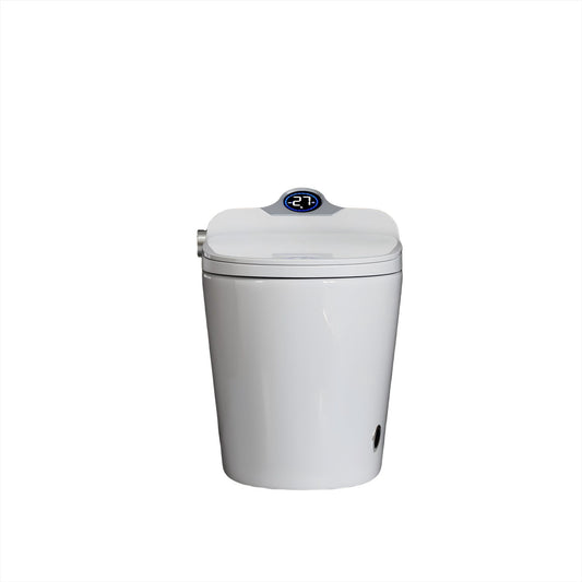 Smart Toilet Bidet Combo With Foot Sensor, LED Display, Heated Seat And Airflow, Ceramic - White Daily Nest