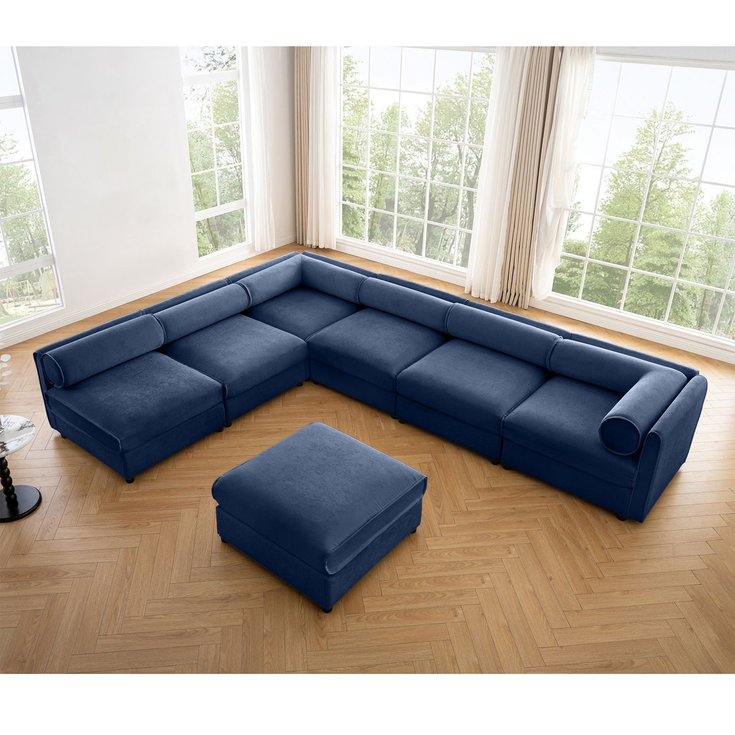 Modern Modular Sectional Sofa With Storag, Contemporary Cylindrical Design Home Essentials
